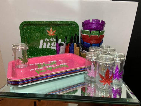 Glittered Tray Set