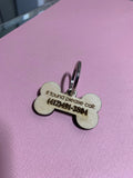 Wooden Bone Dog Tag keychain