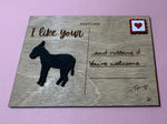 Wooden love note postcard